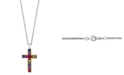 EFFY Collection EFFY&reg; Multi-Sapphire Cross 16" Pendant Necklace (1-3/8 ct. t.w.) in Sterling Silver & 18k Gold